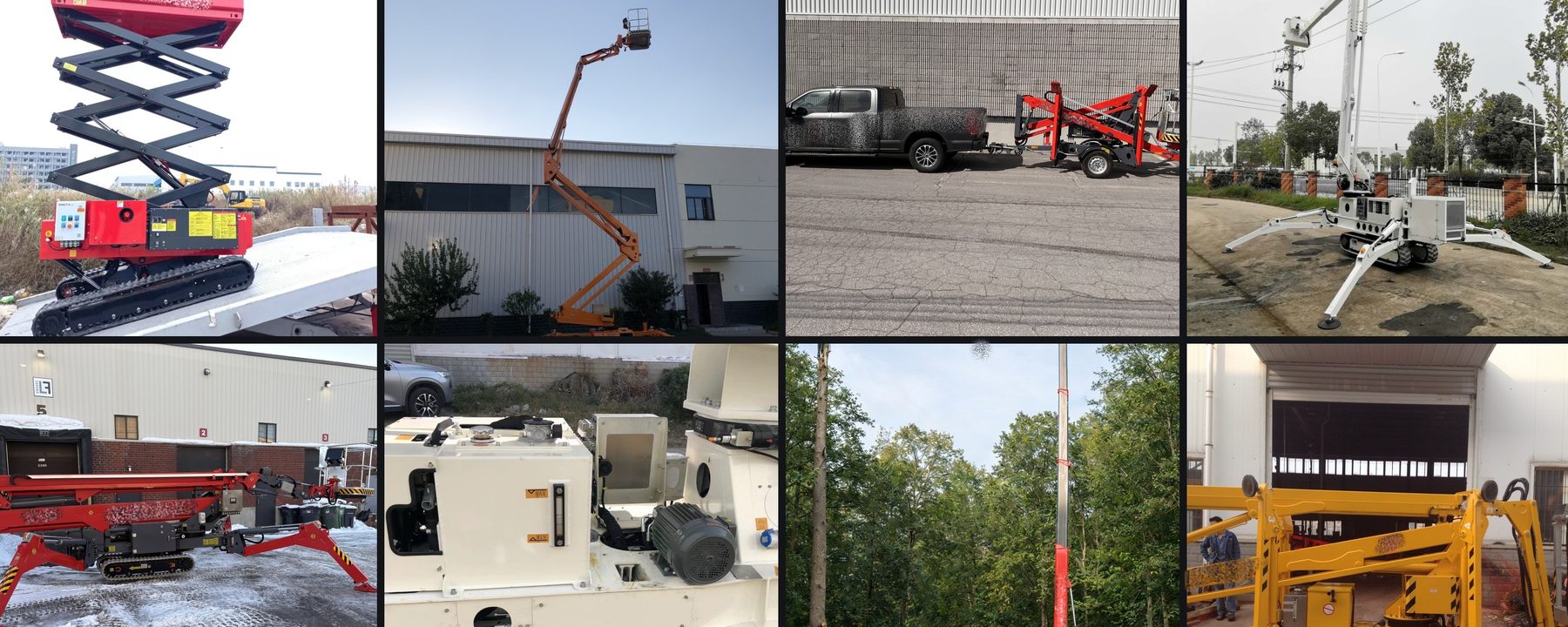 Industrial machines in yards, job sites, and buildings
