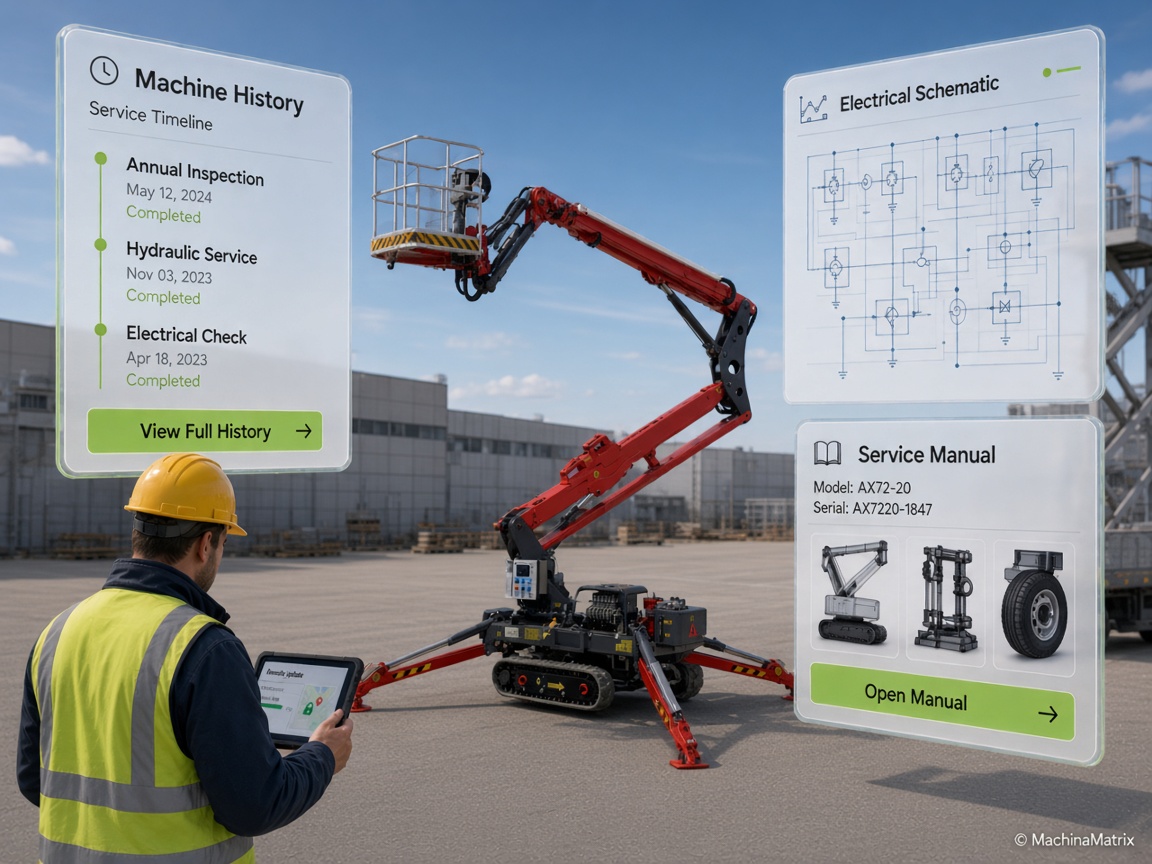 Machine Files & Client Portal: official machine history, electrical diagrams, and service manuals at buyers' fingertips