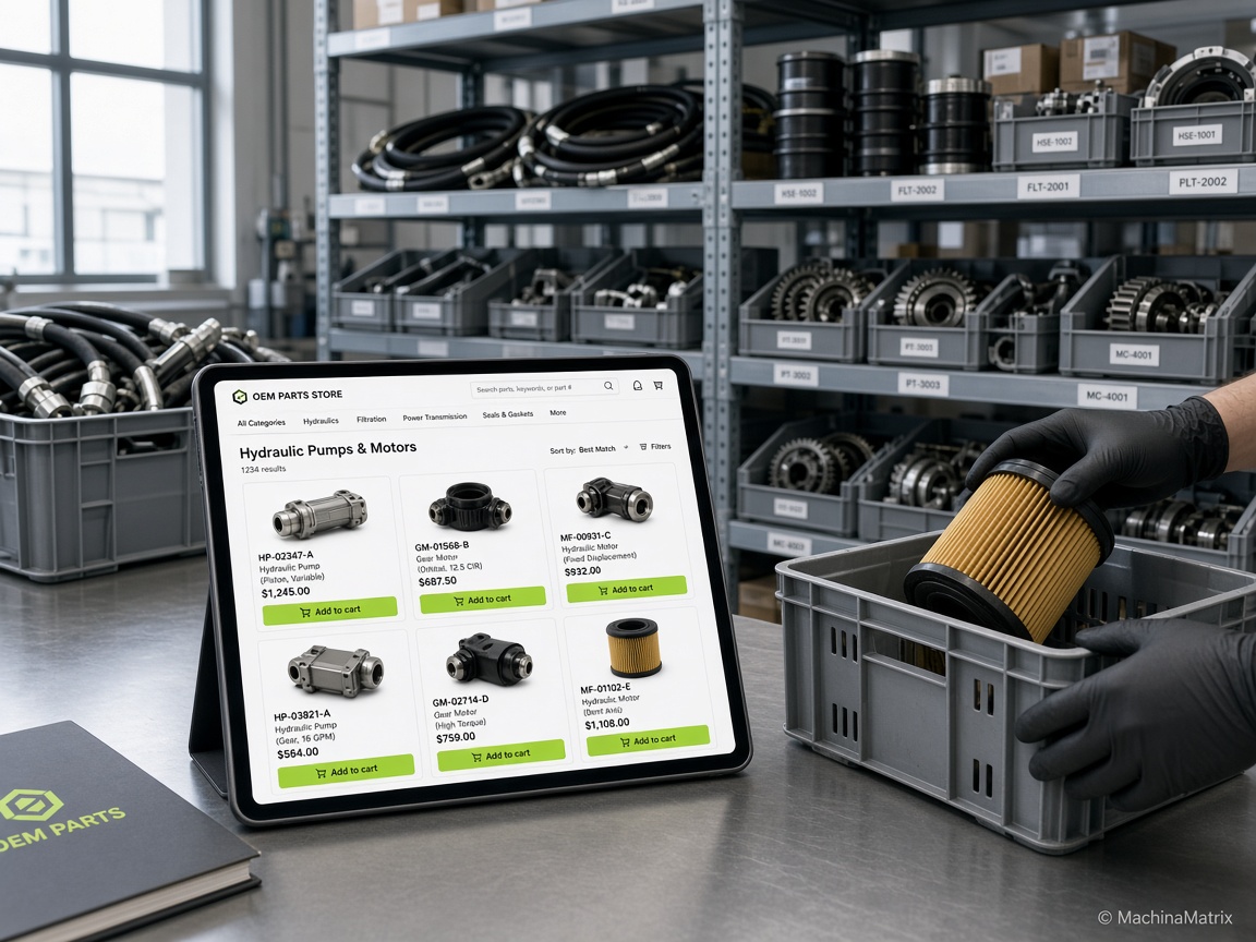 Industrial OEM parts storefront: browse spare parts and order online